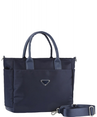 Smooth Nylon Handle Satchel Bag GLV-0160-M NAVY